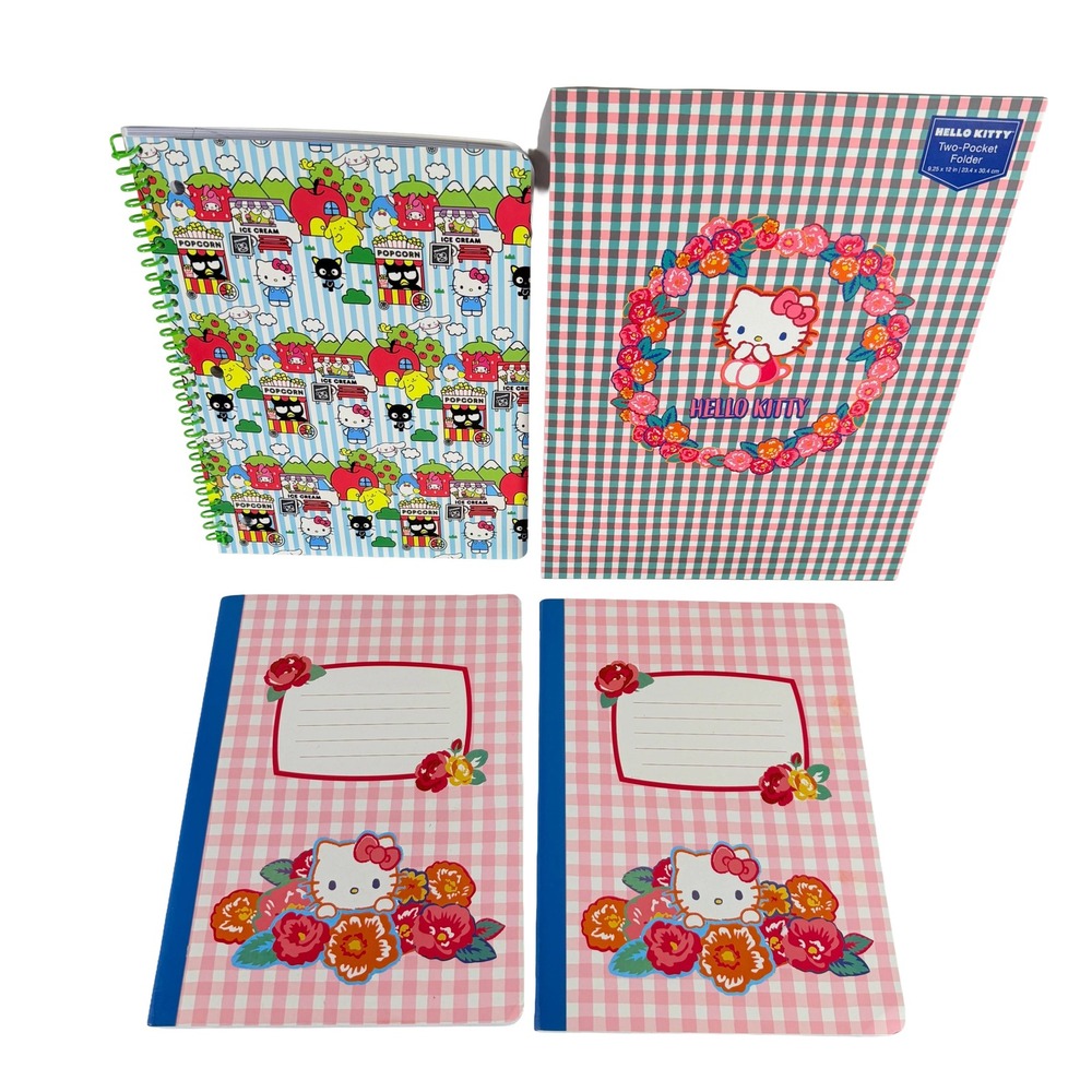 Sanrio Hello Kitty And Friends Notebook Lot 2 Composition 1 Spiral 1 Folder New